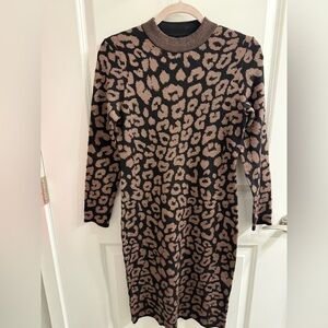 Banana Republic Black and Brown Midi Dress